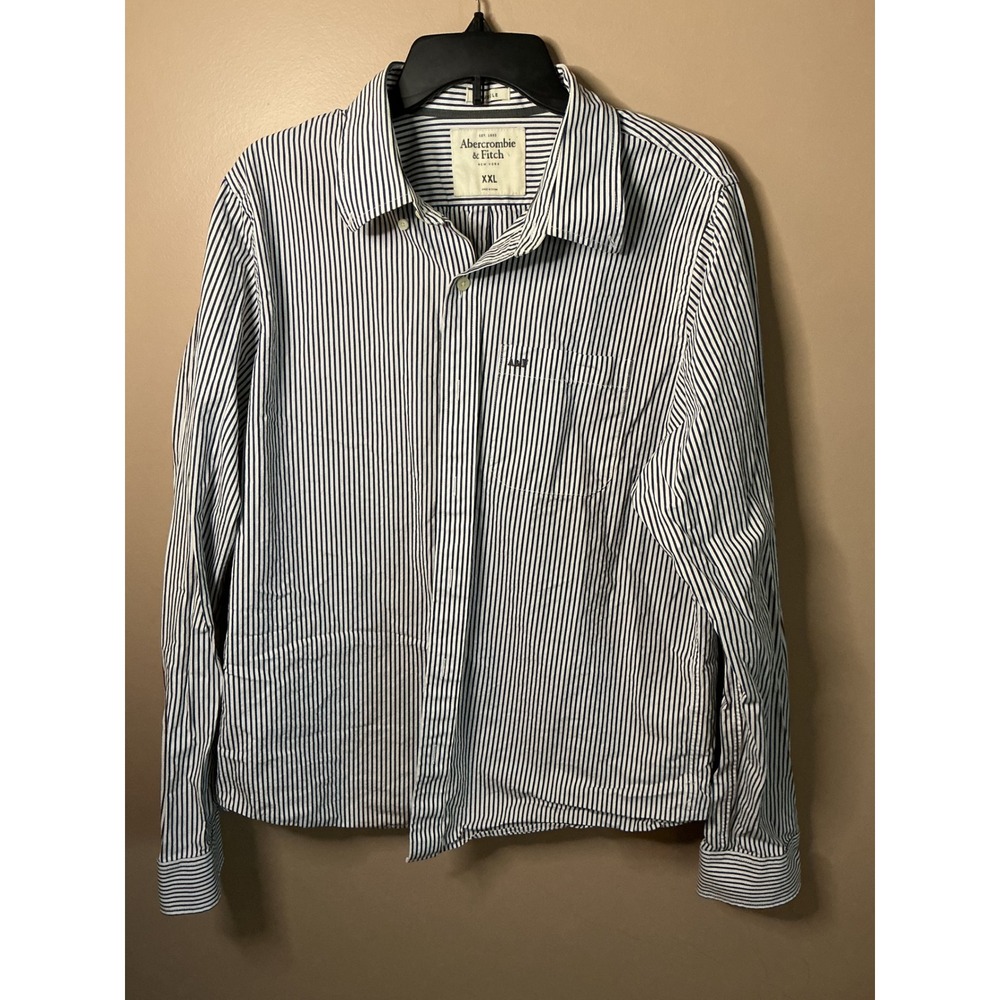 Vintage Y2K Abercrombie & Fitch Mens XXL button down Navy White Muscle Stripe